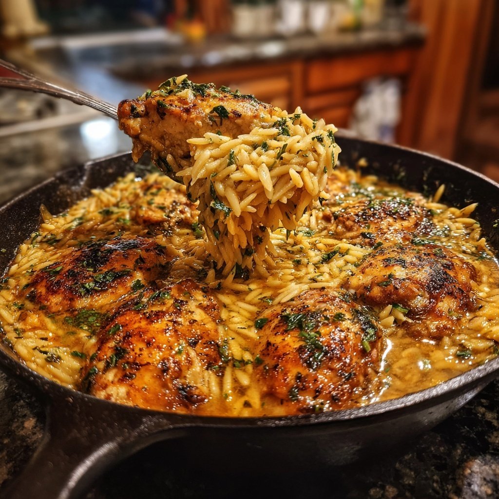 Skillet Lemon Chicken With Orzo