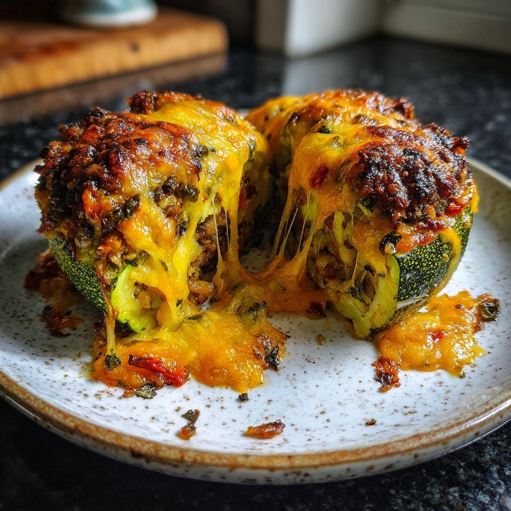 Baked Veggie Rice Stuffed Zucchini