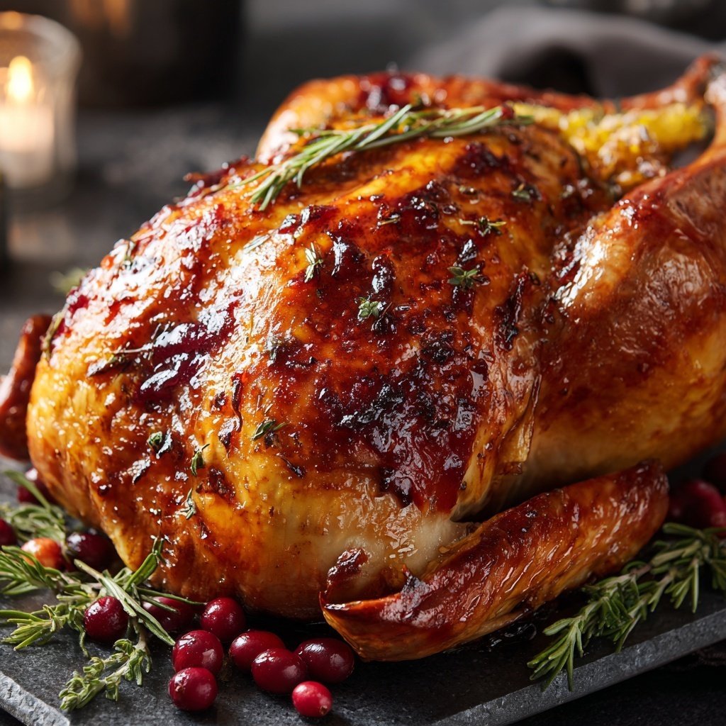 Roasted Turkey with Cranberry Glaze