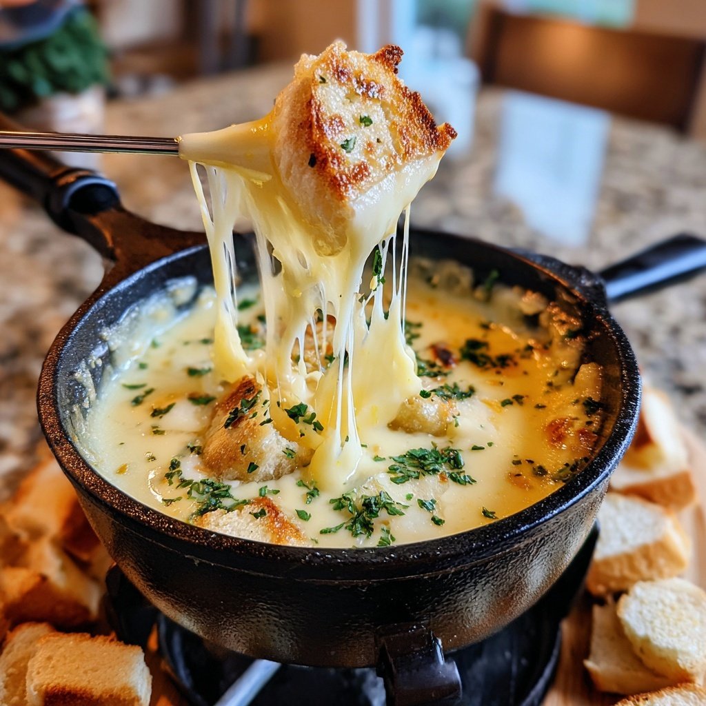Fondue with Raclette and Fresh Herbs