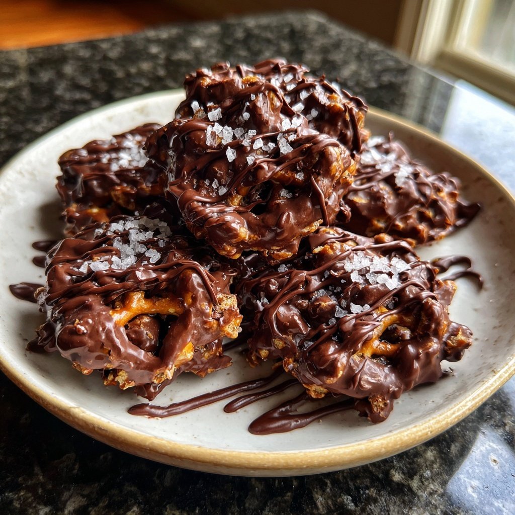 Super Bowl Desserts Chocolate Pretzel Clusters